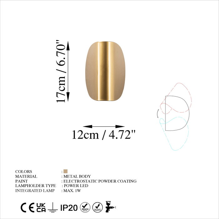 Opviq Lámpara de Pared Heybe - 13624 Dorado